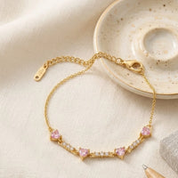 Pink Heart Charm Bracelet | Anti-Tarnish Gold-Plated Fashion Jewelry