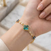 Tulip Emerald Clover & Blue Floral Anti-Tarnish Plated Bracelet