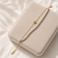 Double Layer Floral Charm Anti Tarnish Gold Plated Bracelet