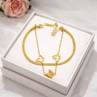 Korean Style Double Layer Butterfly Bracelet | Anti-Tarnish Gold Plated
