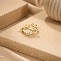 Adjustable Double Layer Anti-Tarnish Gold Plated Ring for Women