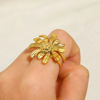 Daisy Flower Anti-Tarnish Gold Plated Ring for Women | Adjustable Floral Ring