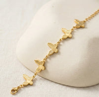 Anti-Tarnish Textured Butterfly Bracelet - Gold Plated Stainless Steel