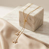 Dainty Floral Lariat Y-Necklace - Anti-Tarnish Gold Plated