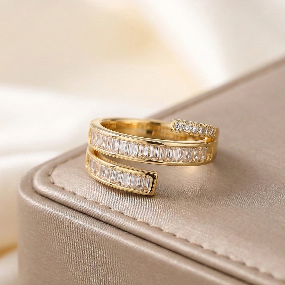Adjustable Gold Wrap Baguette Ring - Korean Fashion Jewelry