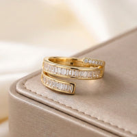 Adjustable Gold Wrap Baguette Ring - Korean Fashion Jewelry