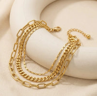 Triple Layered Mixed Link Anti-Tarnish Bracelet for Women