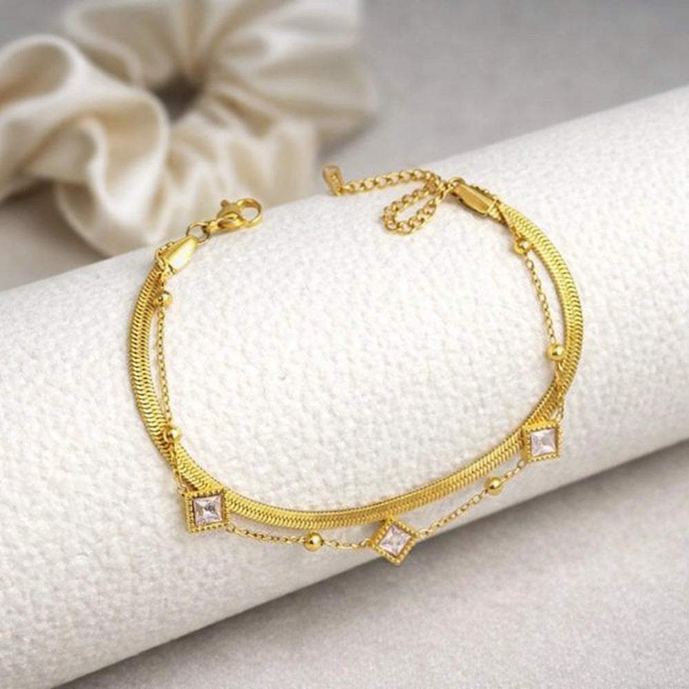 Korean Style Double Layered Snake Chain Bracelet - Anti Tarnish