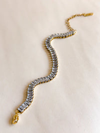 Baguette Zirconia Tennis Bracelet | Anti-Tarnish Gold Plated