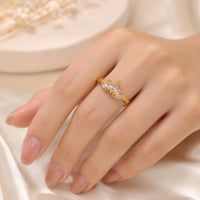 Crystal Crown Adjustable Ring - Anti-Tarnish Gold Plated