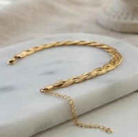 Braided Twisted Chain Bracelet - Anti Tarnish Gold Plated