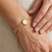 White Flower Mesh Bracelet | Anti-Tarnish Gold Plated