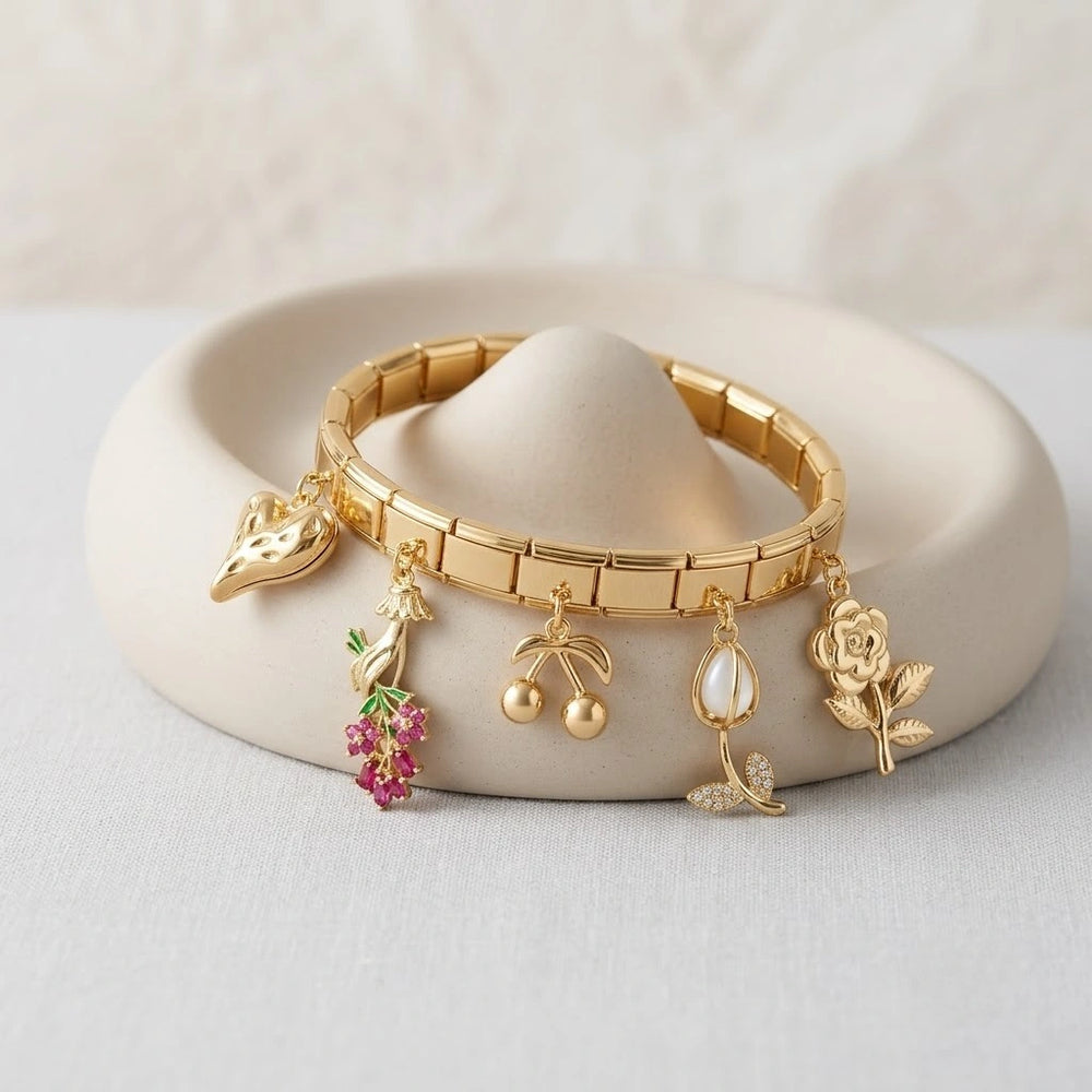 Korean Floral Charm Bracelet | Anti-Tarnish Gold-Plated