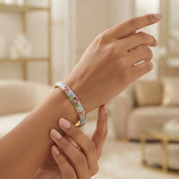 Floral Enamel Bangle in Pastel Blue | Vintage Bracelet