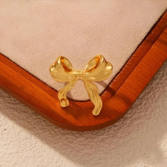 Anti-Tarnish Gold Plated Bow Ring | Chunky Ribbon Aesthetic Jewelry