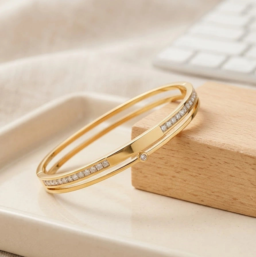 Mystic Eye & Minimalist Elegance Bracelet Stack - Set of 3 Anti-Tarnish Gold Plated Bracelets