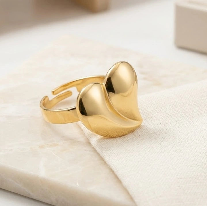 Chunky 3D Heart Statement Ring - Anti Tarnish