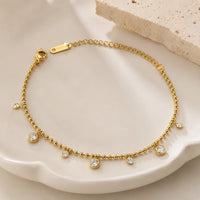 Zircon Beaded Charm Bracelet | Anti-Tarnish Gold-Plated