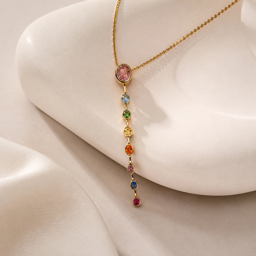 Multi-Color Crystal Drop Necklace - Anti Tarnish Gold Plated