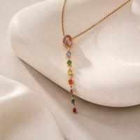 Multi-Color Crystal Drop Necklace - Anti Tarnish Gold Plated