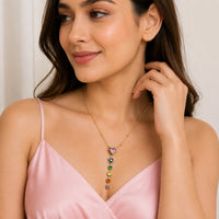 Multi-Color Heart Drop Necklace | Anti-Tarnish Gold Plated