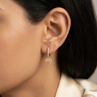 Crystal Heart Dangle Earrings - Anti Tarnish Gold Plated