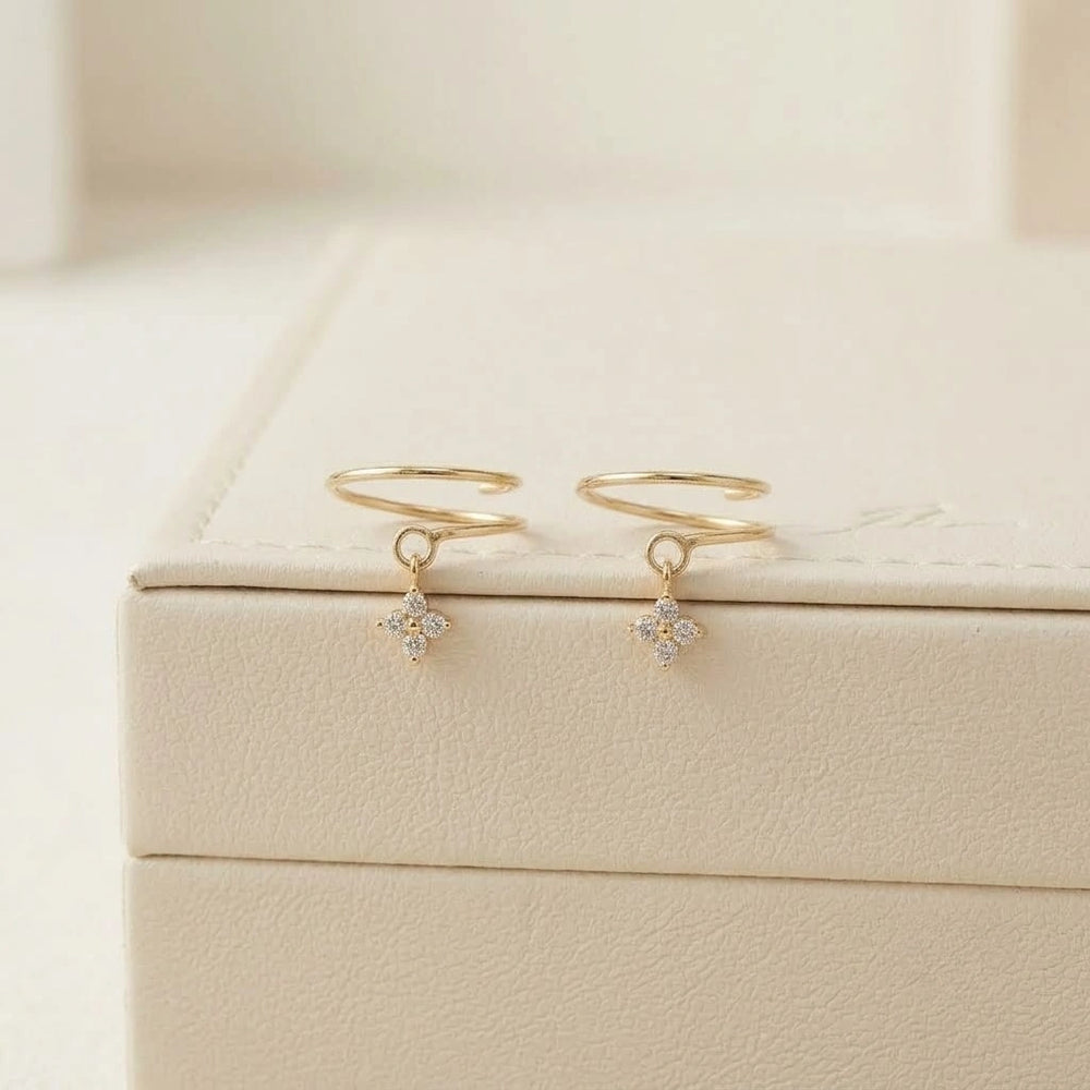 Korean Spiral Star Charm Earrings - Anti Tarnish Gold Plated