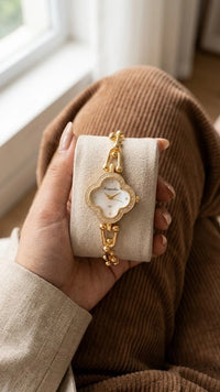 Luxe Clover Bracelet Watch - Anti-Tarnish Gold Plated | Moncheri Jewels
