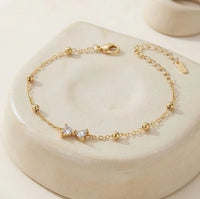 Coquette Crystal Bow Bracelet - Anti-Tarnish Gold Plated