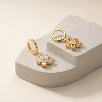 Crystal Floral Drop Earrings | Anti-Tarnish Gold Plated