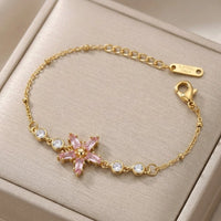 Pink Crystal Star Anti-Tarnish Bracelet | Dainty Daily Wear Jewelry