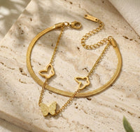 Korean Style Double Layer Butterfly Bracelet | Anti-Tarnish Gold Plated