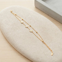 White Daisy Double Chain Bracelet | Anti-Tarnish Gold Plated Floral Jewelry