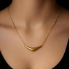 Sleek Curved Bar Necklace – Anti-Tarnish 18k Gold Plated | Minimalist Tube Pendant