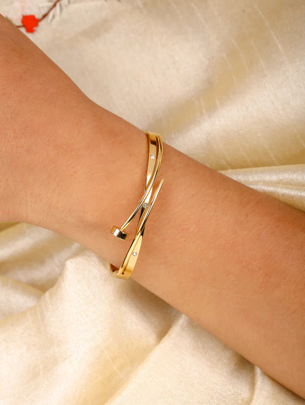 Nail Design Anti-Tarnish Gold-Plated Wrap Bracelet