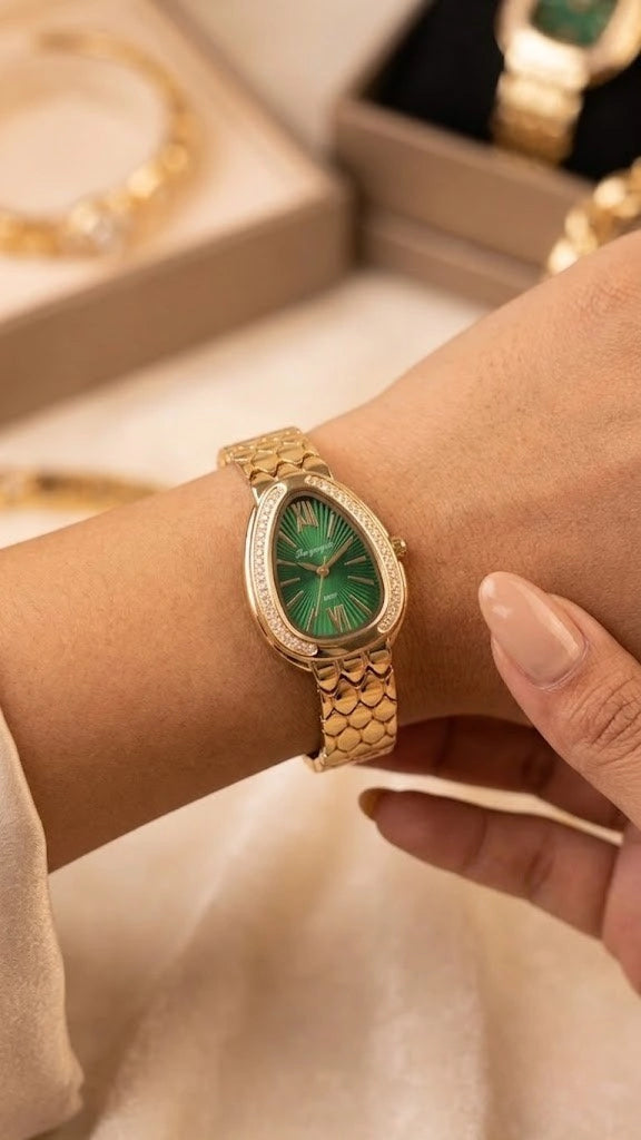 Emerald Teardrop Anti-Tarnish Gold Plated Watch | Moncheri Jewels