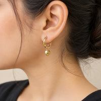 Heart Charm Hoop Earrings - Anti Tarnish Gold Plated | Moncheri Jewels