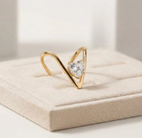 Chevron V-Shape Heart Ring | Anti-Tarnish Gold Plated