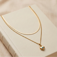 Layered Heart Lock Pendant Necklace | Anti-Tarnish Gold Plated