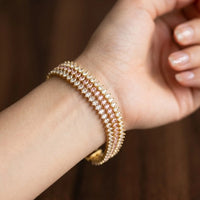Anti-Tarnish Pink & White Stone Tennis Bracelet - Gold-Plated