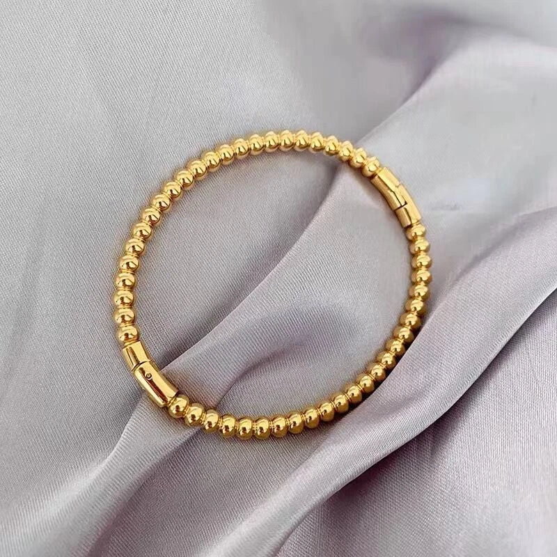 Anti-Tarnish Beaded Ball Bracelet | 18K Gold Plated Minimalist Korean Design