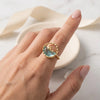 Dolphin Ocean Blue Stone Anti Tarnish Gold Plated Ring