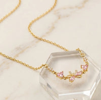 Anti-Tarnish Pink Bow Dainty Necklace - Gold Plated Korean Style
