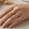 Dainty Gold Heart Adjustable Fashion Ring - White Pearl Inlay