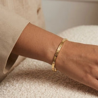 Studded Screw Motif Anti Tarnish Gold Plated Bracelet For Women - Minimalist Bangle
