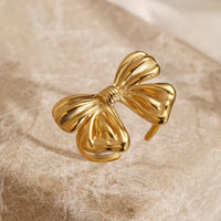 Anti-Tarnish Gold Plated Bow Ring | Elegant Coquette Statement Jewelry