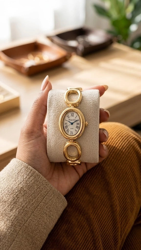 Vintage Oval Dial Anti-Tarnish Gold Plated Watch for Women