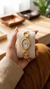 Vintage Oval Dial Anti-Tarnish Gold Plated Watch for Women