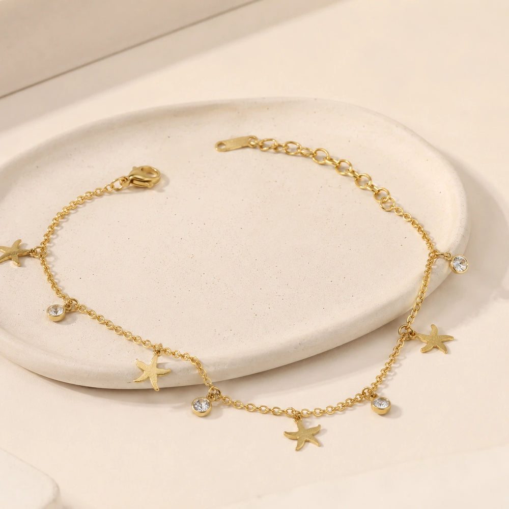 Starfish Charm Anti-Tarnish Gold-Plated Bracelet