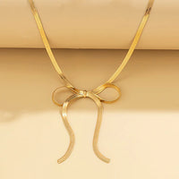 Bow Snake Chain Necklace - 18k Gold Plated Ribbon Knot (Anti-Tarnish)